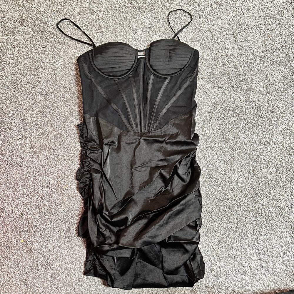 Cherry Mellow Bodycon Corset Dress Black Size Large NWOT Sexy Club